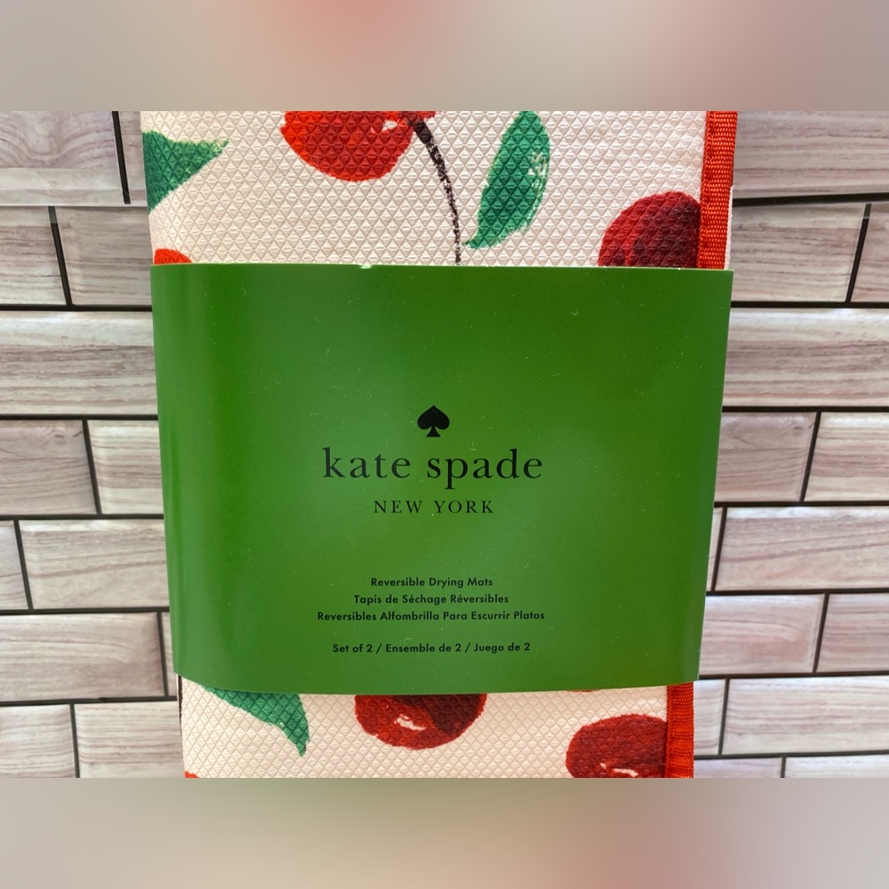 kate spade Red Cherry reversible drying mat set - Picture 2 of 4